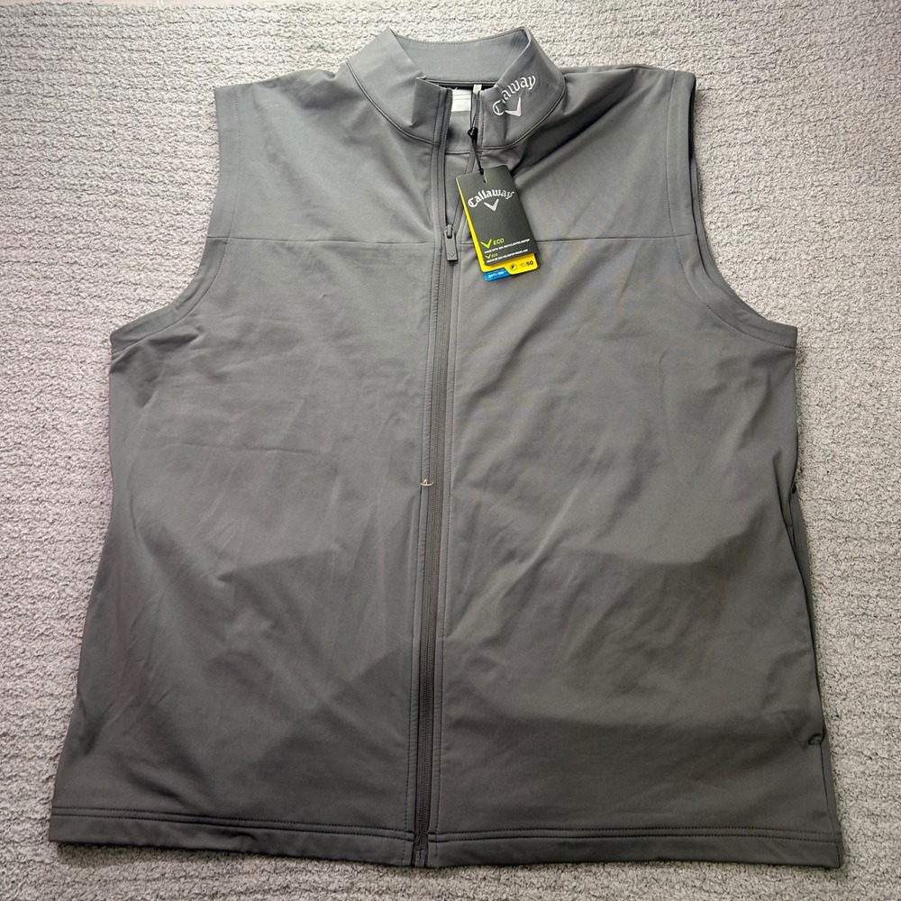 Callaway Golf Vest Opti-Dri Full Zip Gray XL Athletic Performance Tech Prep nwt